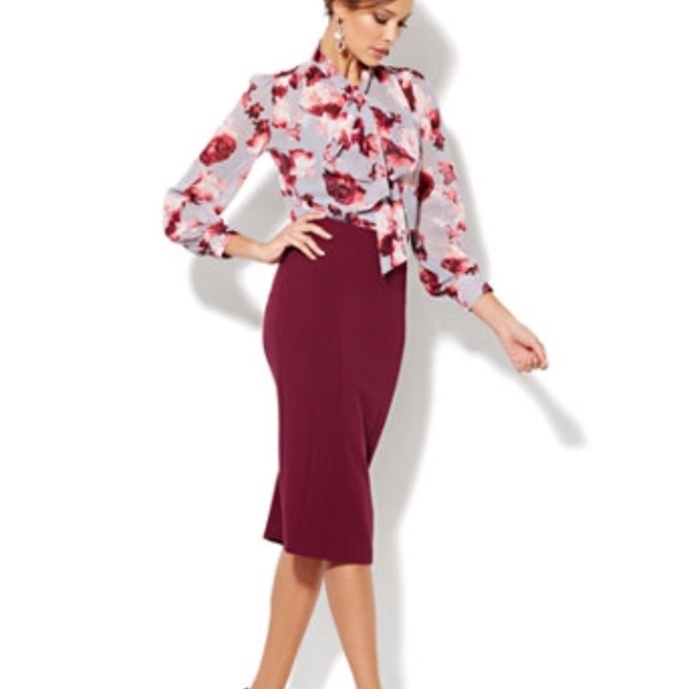 NY and Co Burgundy Spice Pencil Skirt
